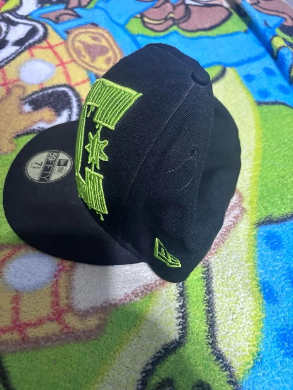 New Era DC Shoes Hat with Neon Green Embroidery